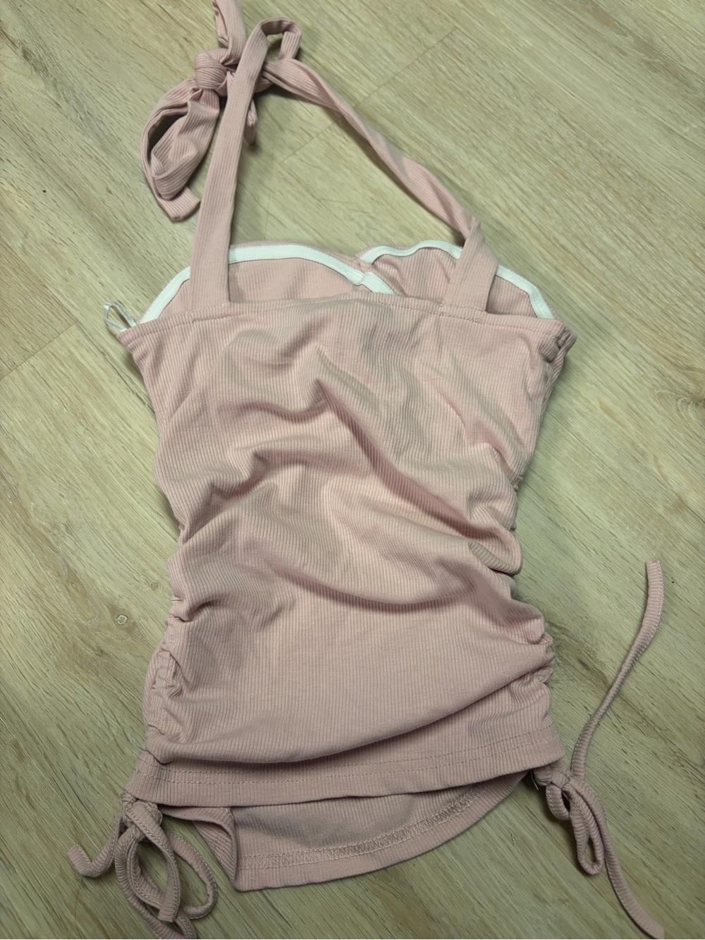 Pink Ruched Tie Padded Top - Picture 2 of 2